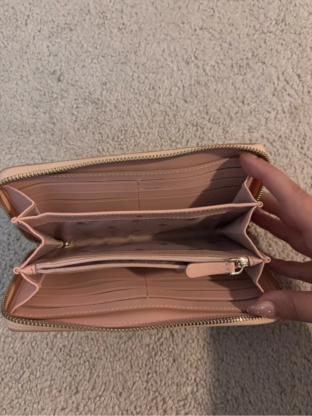 kate spade Rose Gold Glitter Zip-Around Wallet